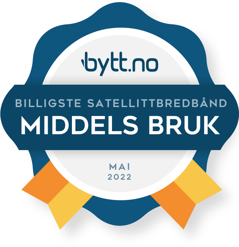 Billigste satellittbredbånd med middels bruk i mai 2022